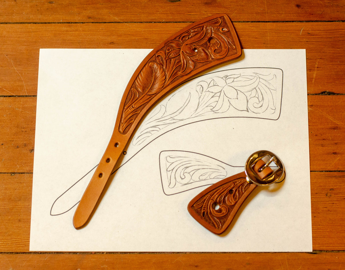 Square End Spur Strap Floral Tooling Pattern – Alden Leather Supply LLC square-end-spur-strap-floral-tooling-pattern-alden-leather-supply-llc